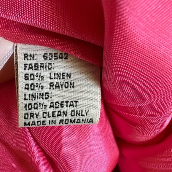 VTG Giorgio Sant Angelo Linen Blazer Hot Pink Lined Linen Blend - Picture 9 of 12